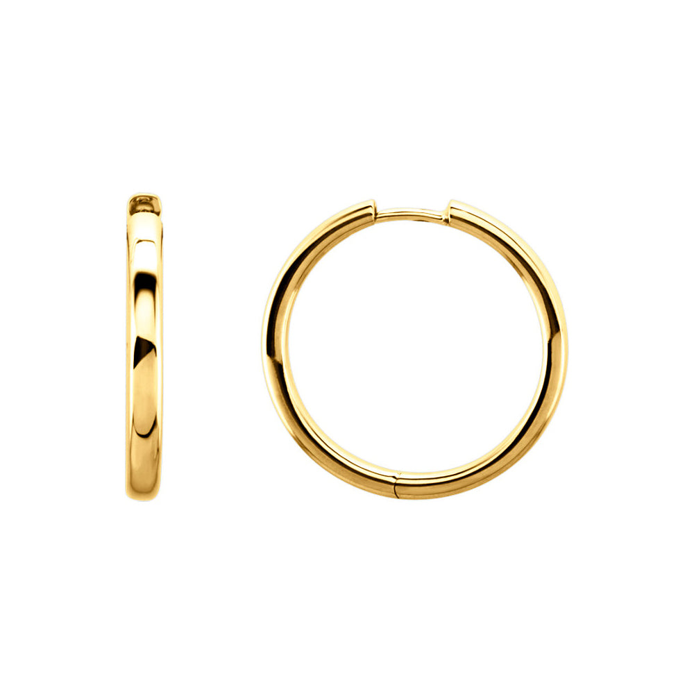 2.6mm Hinged Endless Round Hoop Earrings in 14k Yellow Gold, 24mm, Item E12037 by The Black Bow Jewelry Co.