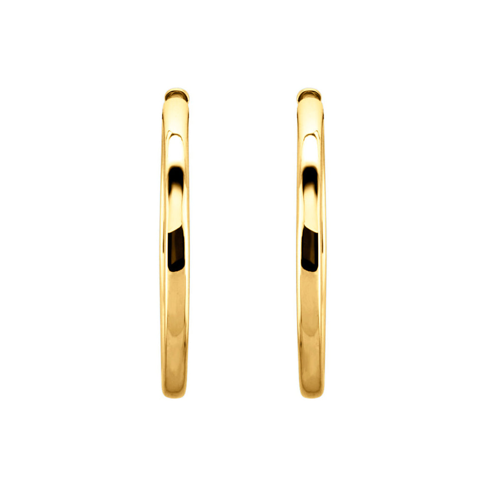 Alternate view of the 2.6mm Hinged Endless Round Hoop Earrings in 14k Yellow Gold, 34mm by The Black Bow Jewelry Co.