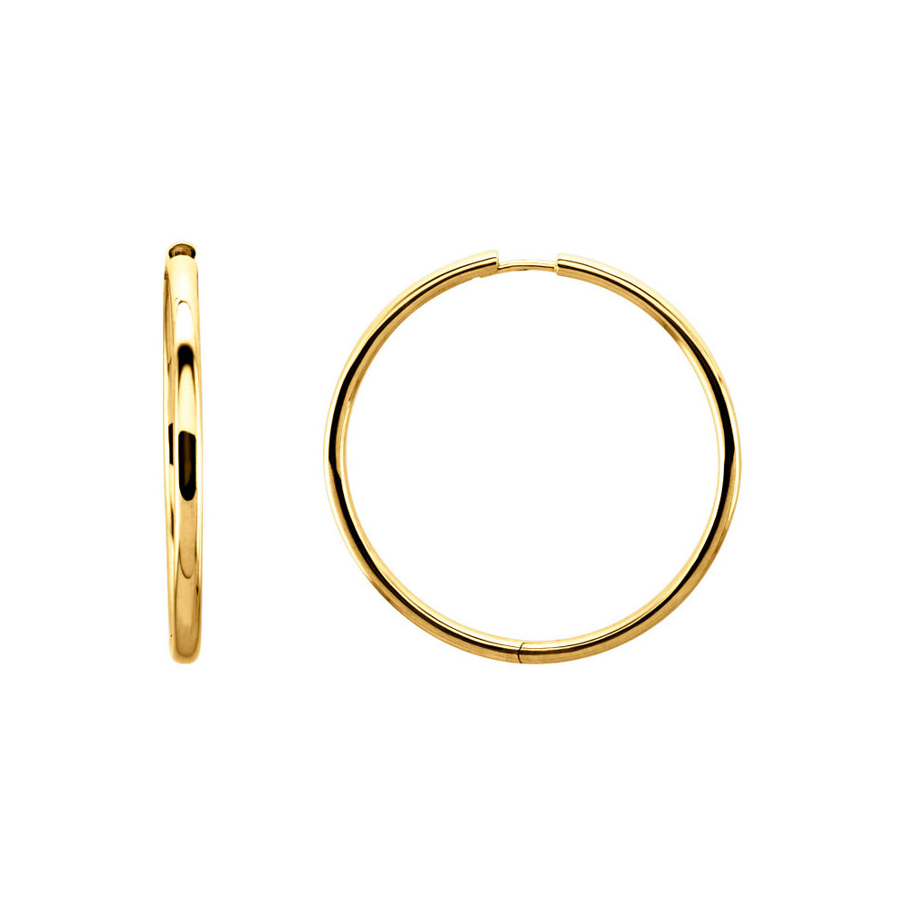 2.6mm Hinged Endless Round Hoop Earrings in 14k Yellow Gold, 39mm, Item E12040 by The Black Bow Jewelry Co.