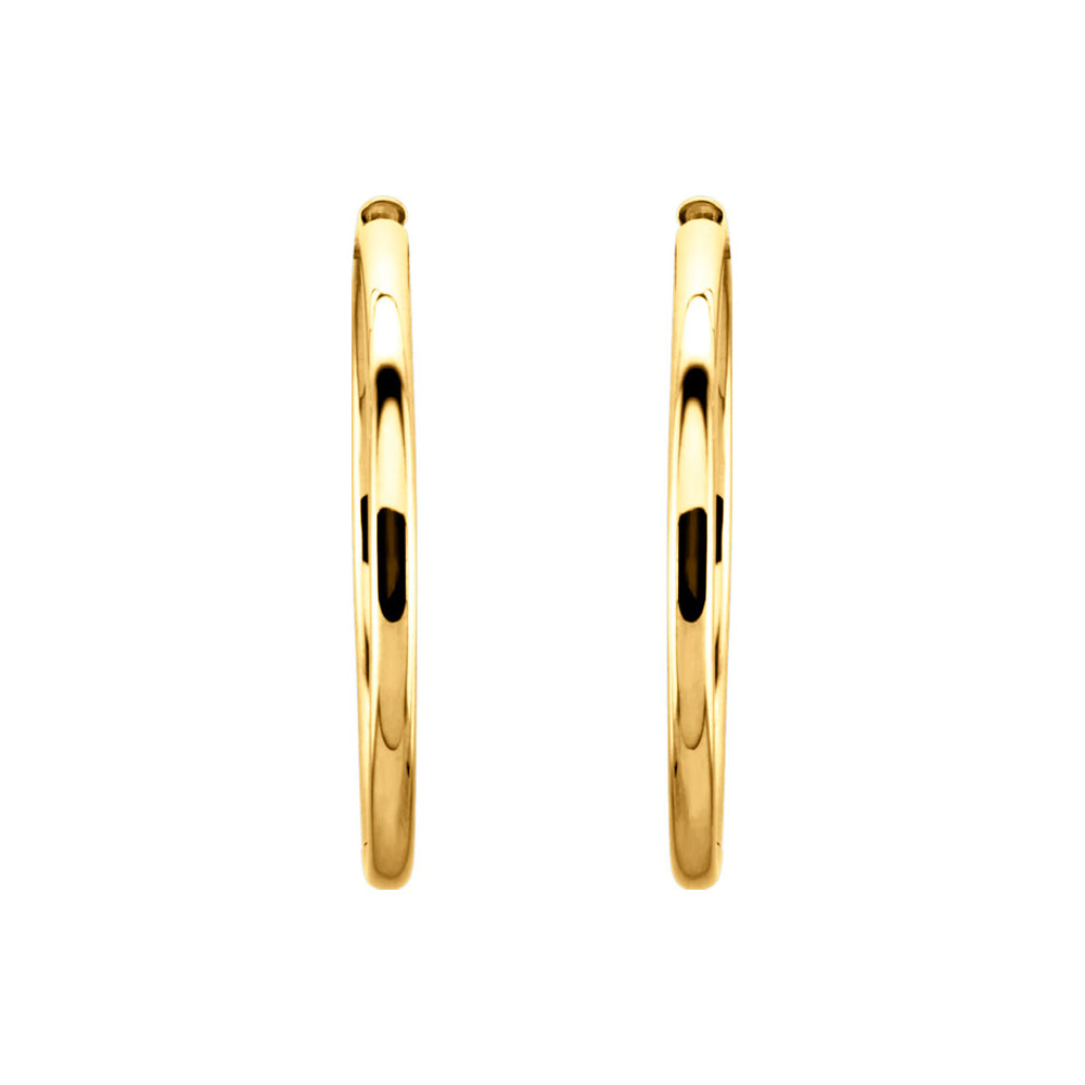 Alternate view of the 2.6mm Hinged Endless Round Hoop Earrings in 14k Yellow Gold, 39mm by The Black Bow Jewelry Co.