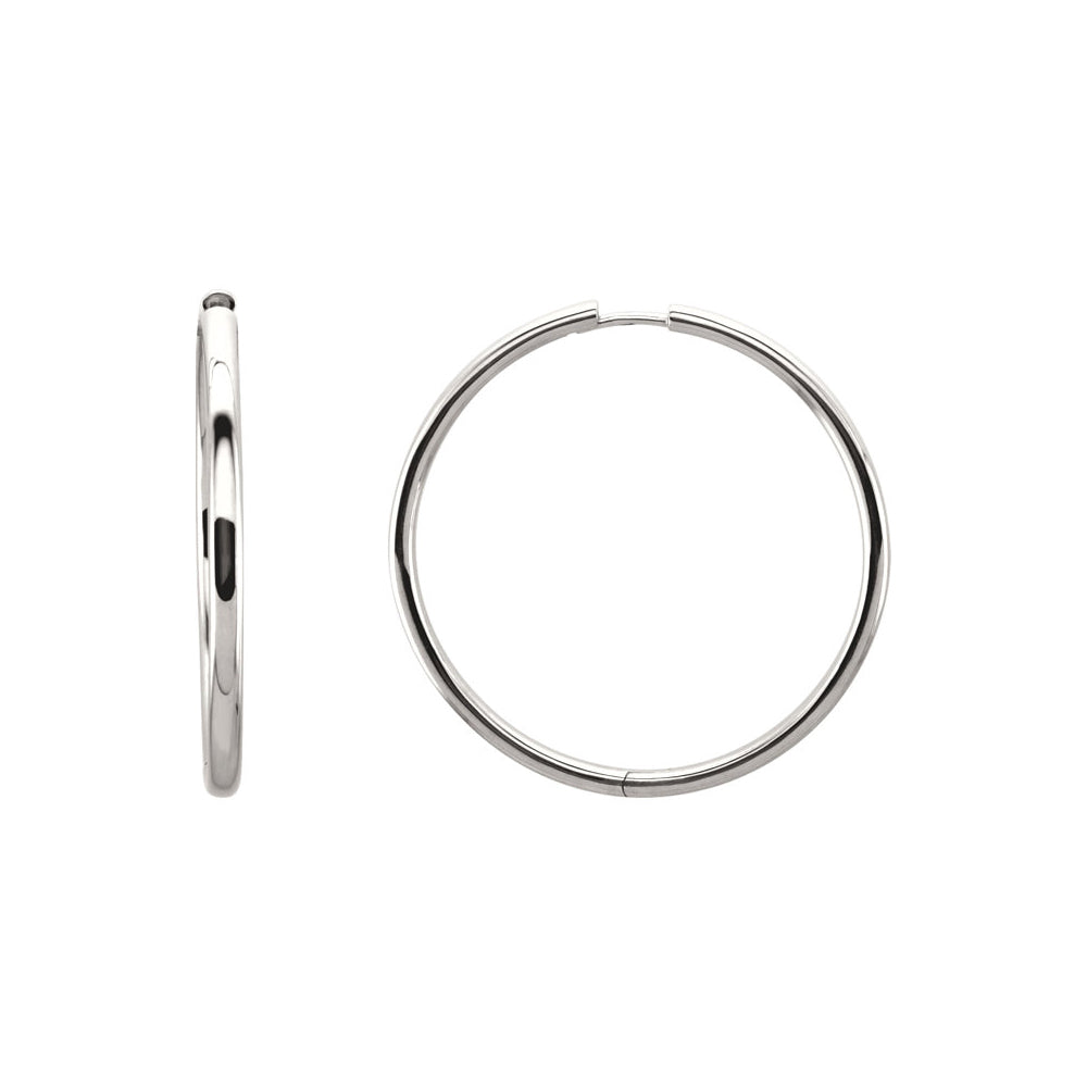2.6mm Hinged Endless Round Hoop Earrings in Sterling Silver, 39mm, Item E12044 by The Black Bow Jewelry Co.