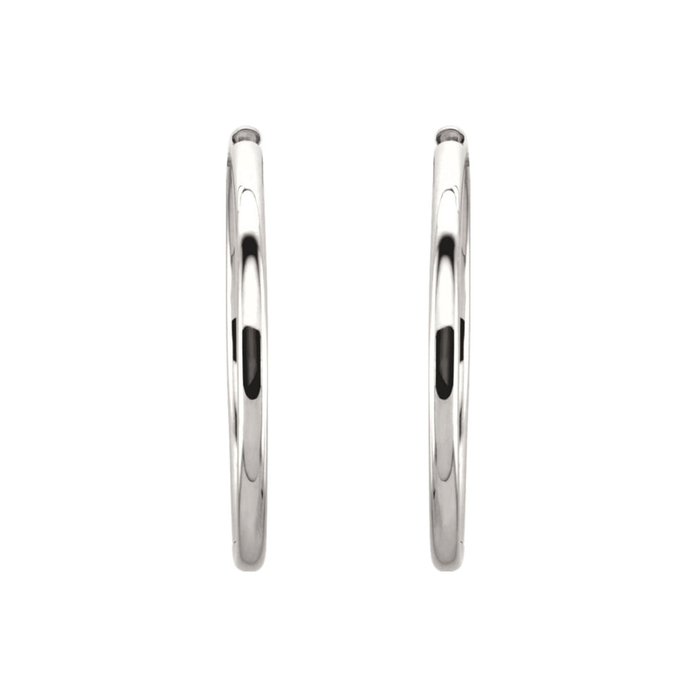 Alternate view of the 2.6mm Hinged Endless Round Hoop Earrings in Sterling Silver, 39mm by The Black Bow Jewelry Co.