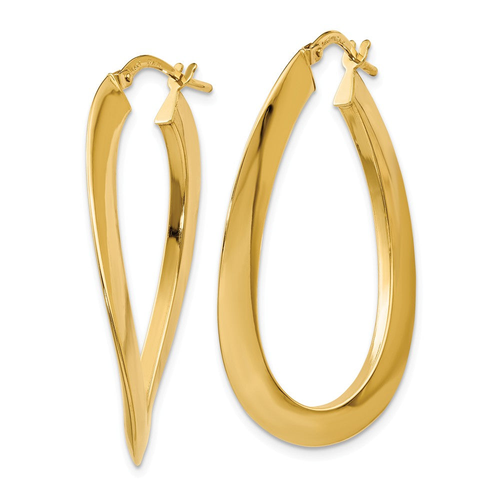Alternate view of the Twisted Oval Hoop Earrings in 14k Yellow Gold, 38mm (1 1/2 Inch) by The Black Bow Jewelry Co.