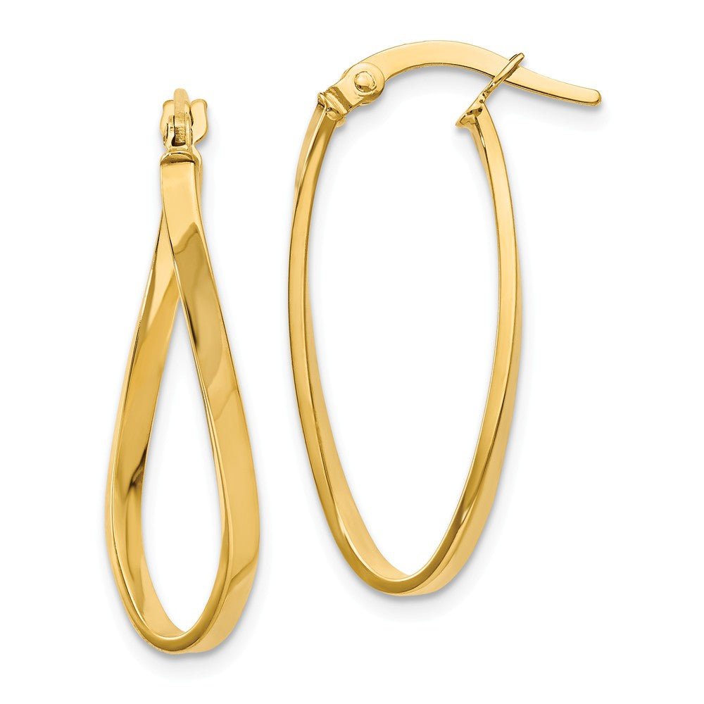 1.8mm Twisted Oval Hoop Earrings in 14k Yellow Gold, 26mm (1 Inch), Item E12055 by The Black Bow Jewelry Co.