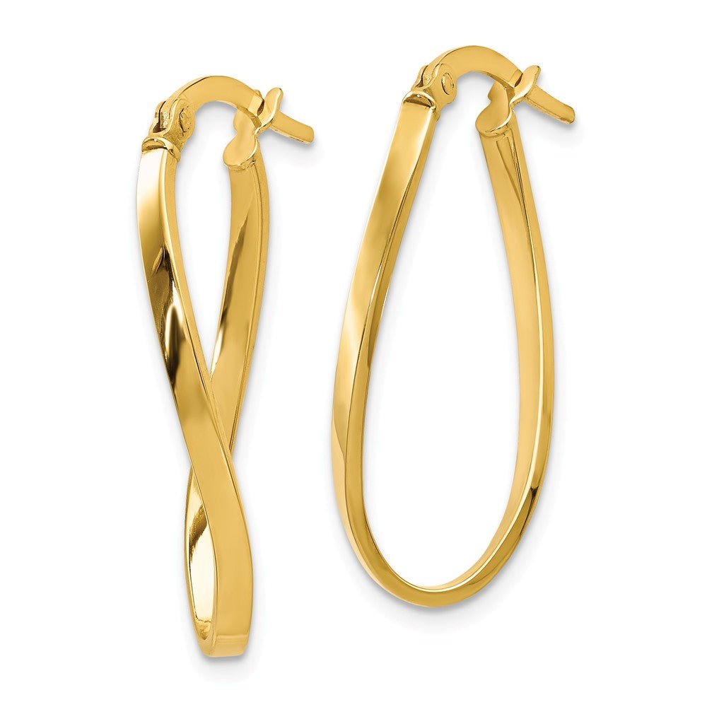 Alternate view of the 1.8mm Twisted Oval Hoop Earrings in 14k Yellow Gold, 26mm (1 Inch) by The Black Bow Jewelry Co.