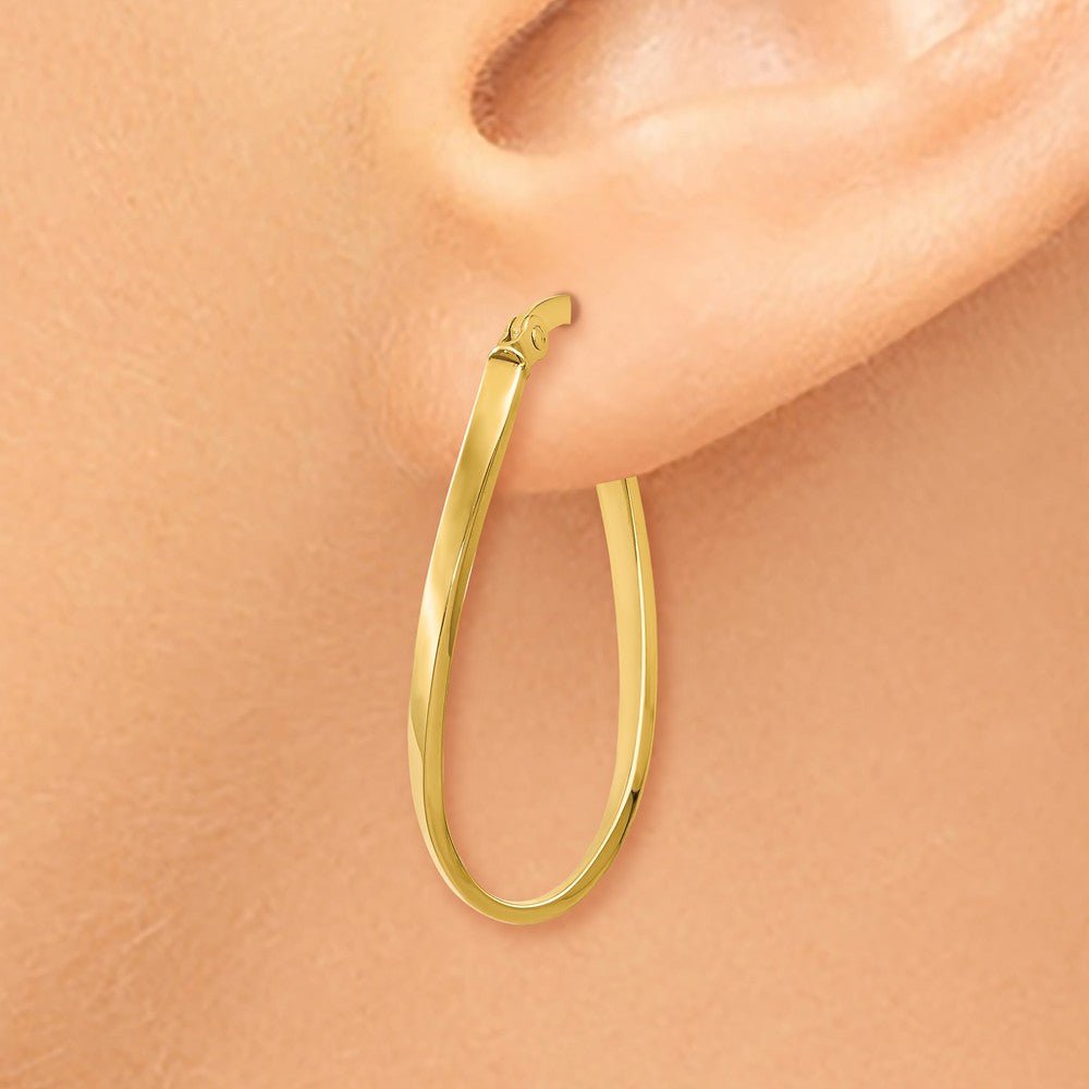 Alternate view of the 1.8mm Twisted Oval Hoop Earrings in 14k Yellow Gold, 26mm (1 Inch) by The Black Bow Jewelry Co.