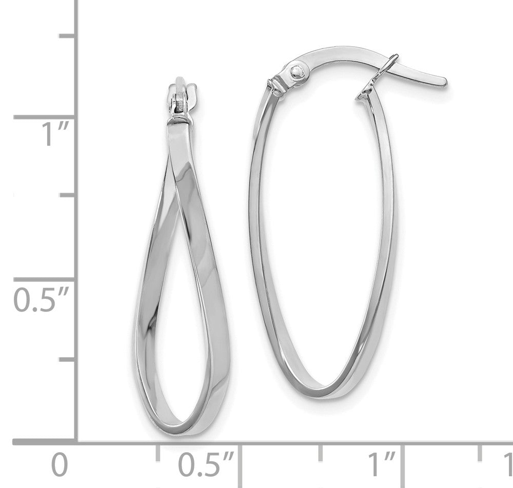 Alternate view of the 1.8mm Twisted Oval Hoop Earrings in 14k White Gold, 26mm (1 Inch) by The Black Bow Jewelry Co.