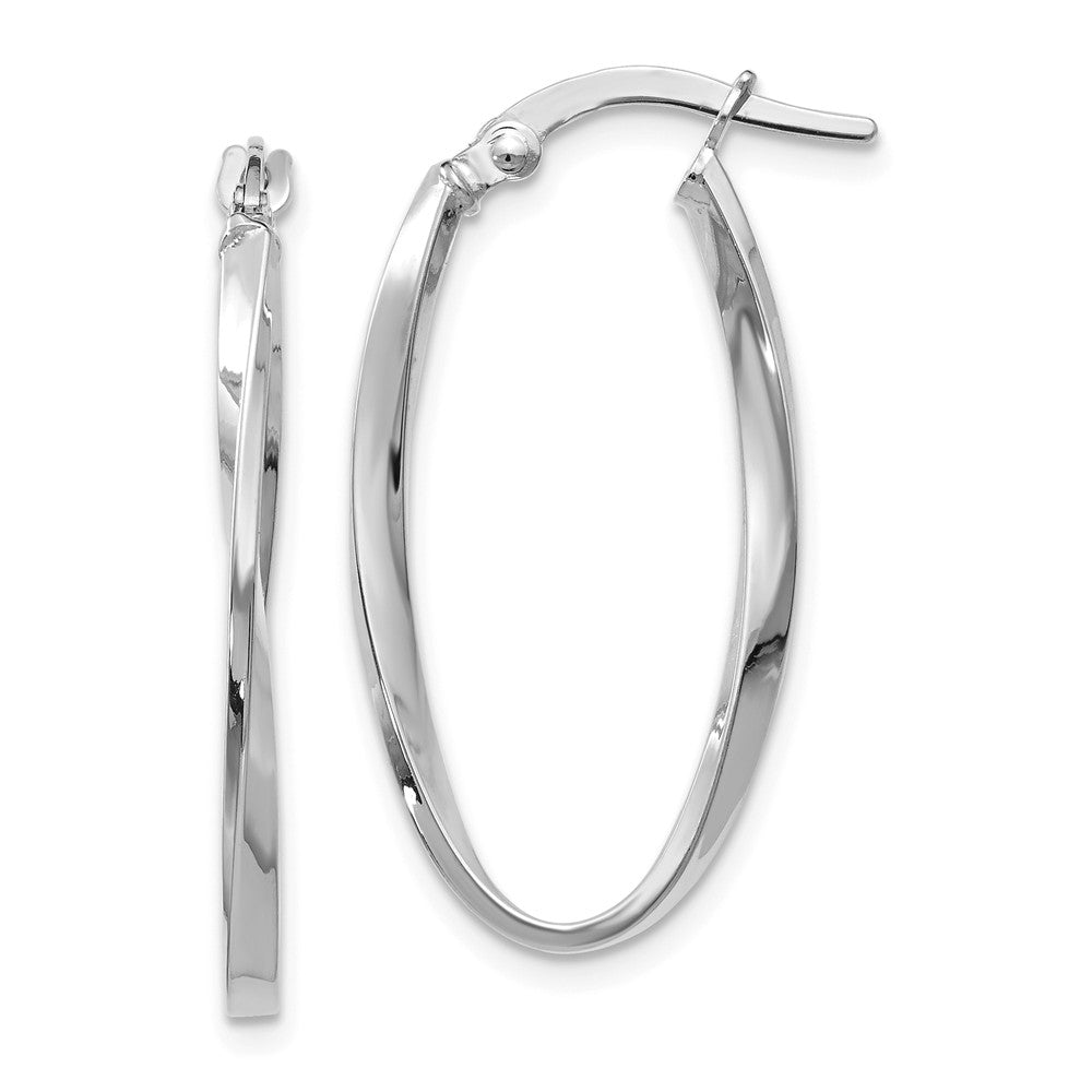 2mm Twisted Oval Hoop Earrings in 14k White Gold, 30mm (1 3/16 Inch), Item E12058 by The Black Bow Jewelry Co.