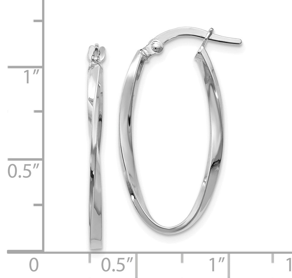 Alternate view of the 2mm Twisted Oval Hoop Earrings in 14k White Gold, 30mm (1 3/16 Inch) by The Black Bow Jewelry Co.