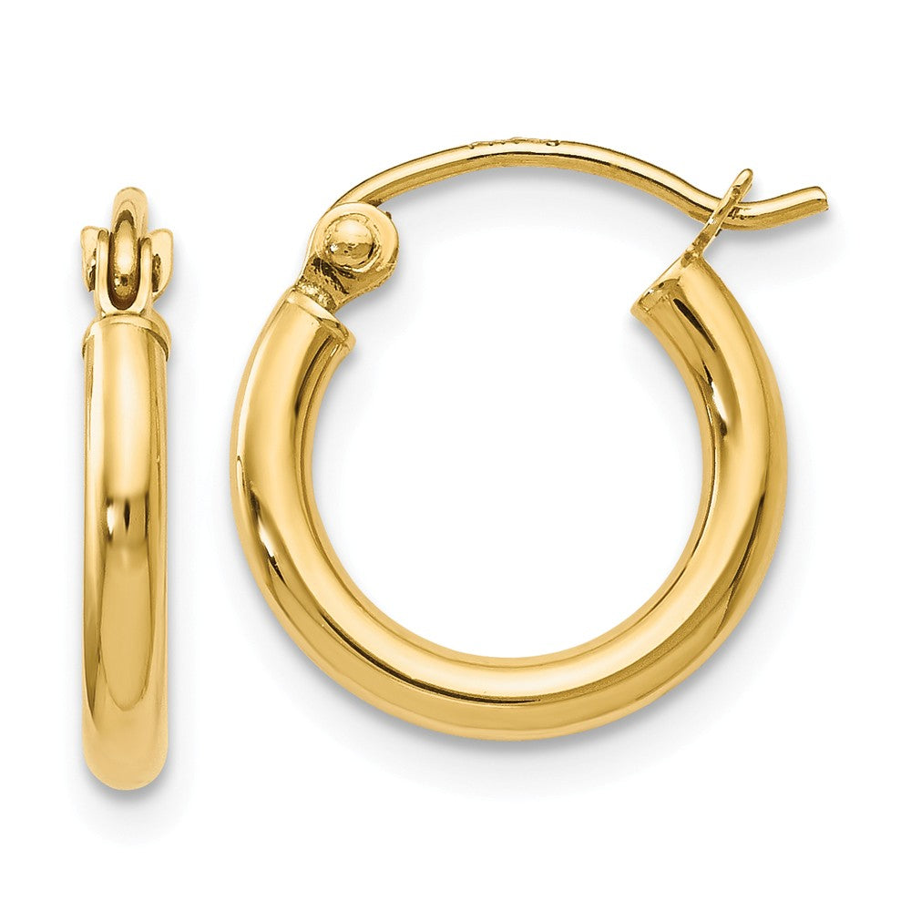 2mm Round Hoop Earrings in 14k Yellow Gold, 12mm (7/16 Inch), Item E12079 by The Black Bow Jewelry Co.