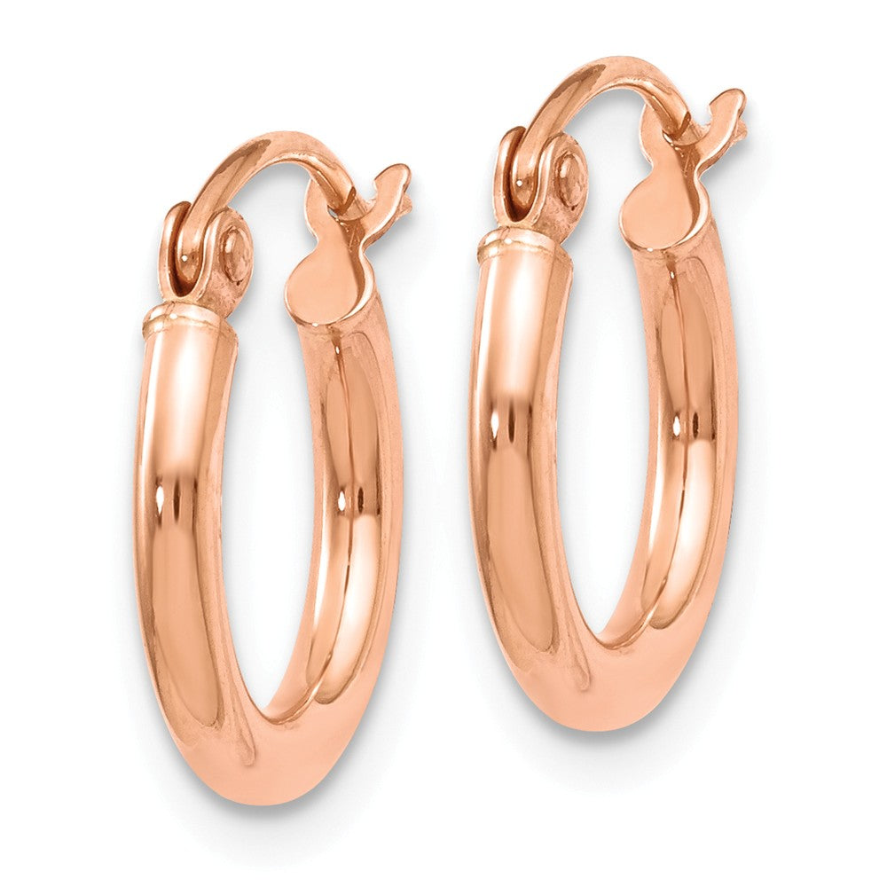 Alternate view of the 2mm Round Hoop Earrings in 14k Rose Gold, 12mm (7/16 Inch) by The Black Bow Jewelry Co.