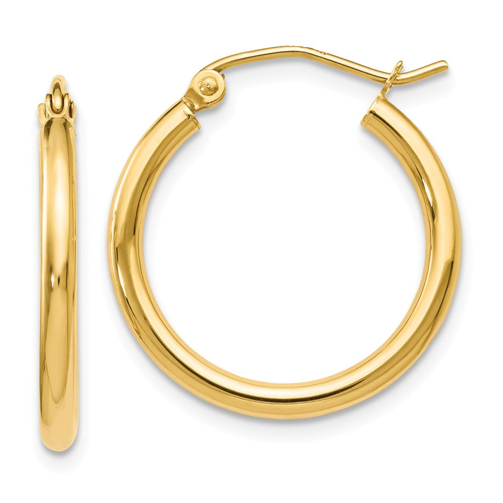 2mm Round Hoop Earrings in 14k Yellow Gold, 20mm (3/4 Inch) - The Black ...