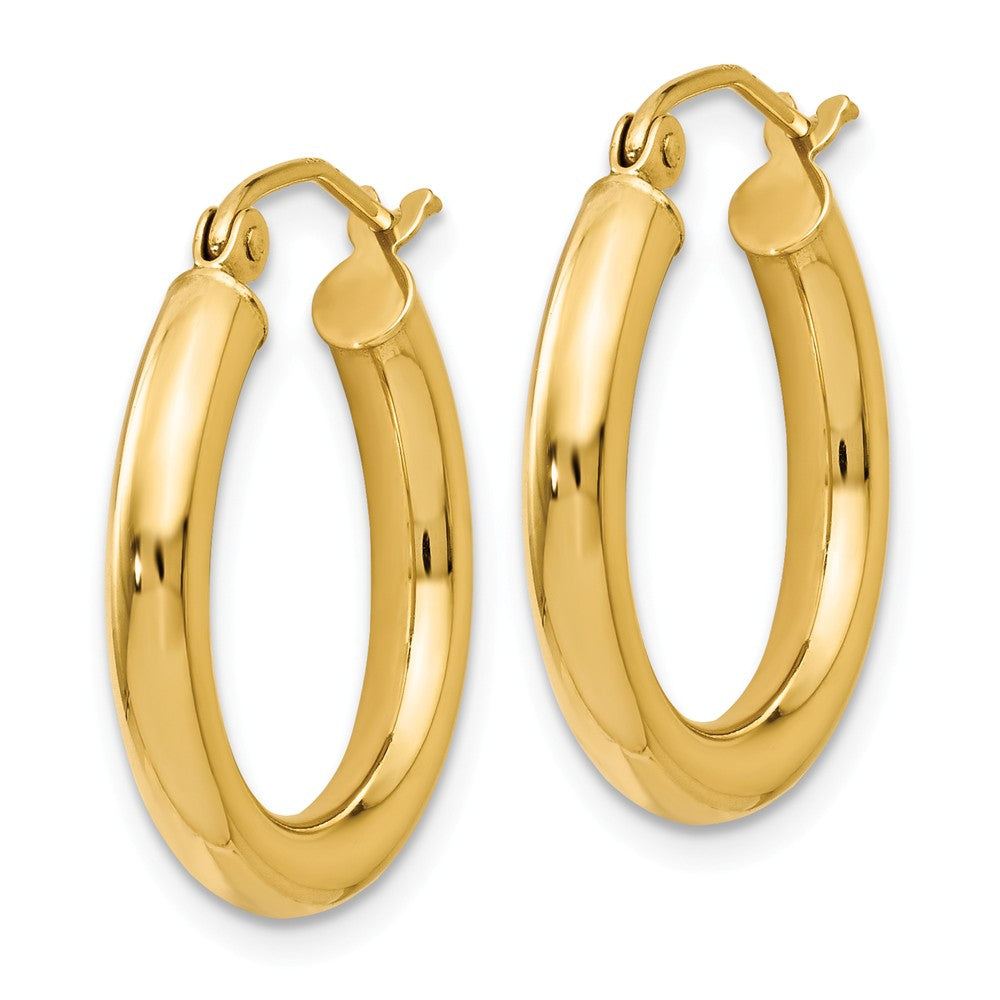 Alternate view of the 3mm Round Hoop Earrings in 14k Yellow Gold, 20mm (3/4 Inch) by The Black Bow Jewelry Co.
