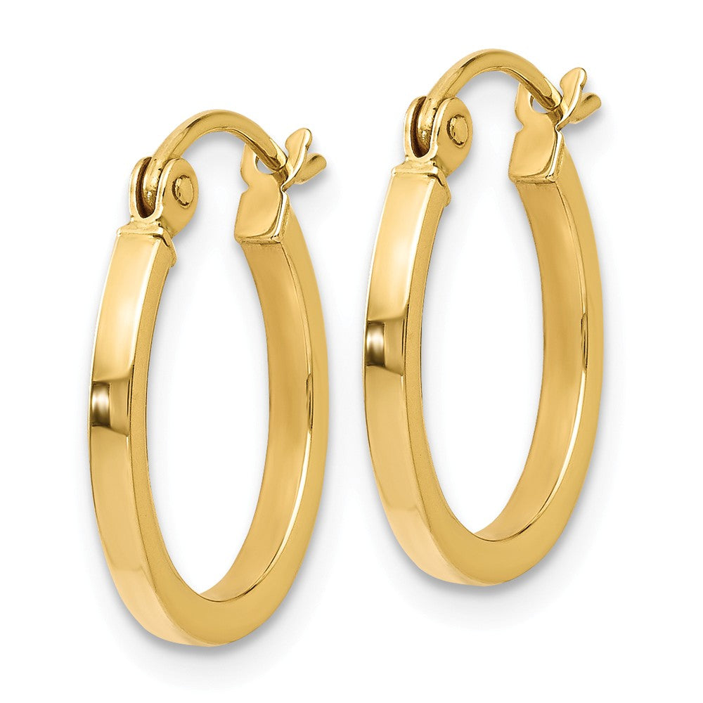Alternate view of the 14K Yellow Gold Square Tube Round Hoop Earrings, 1.5 x 15mm (9/16 In) by The Black Bow Jewelry Co.