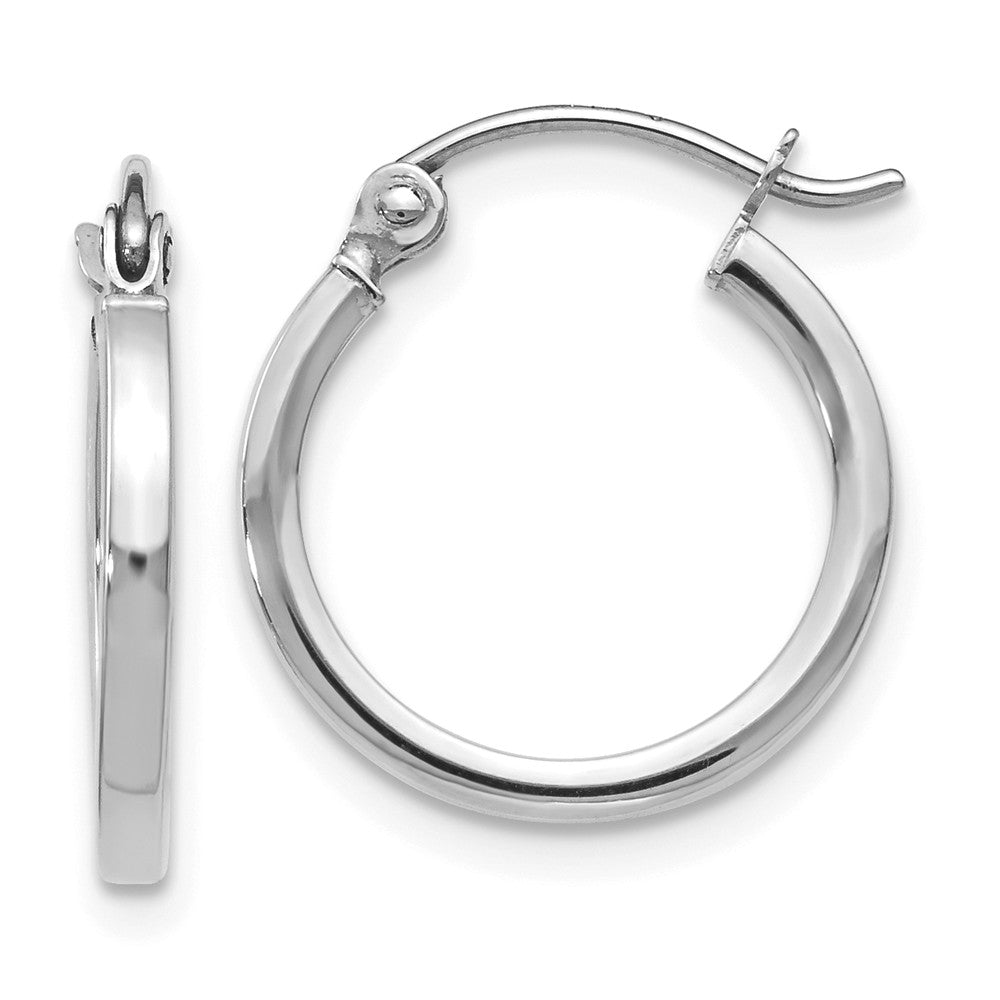 14k White Gold Square Tube Round Hoop Earrings, 1.5 x 15mm (9/16 Inch), Item E12122 by The Black Bow Jewelry Co.