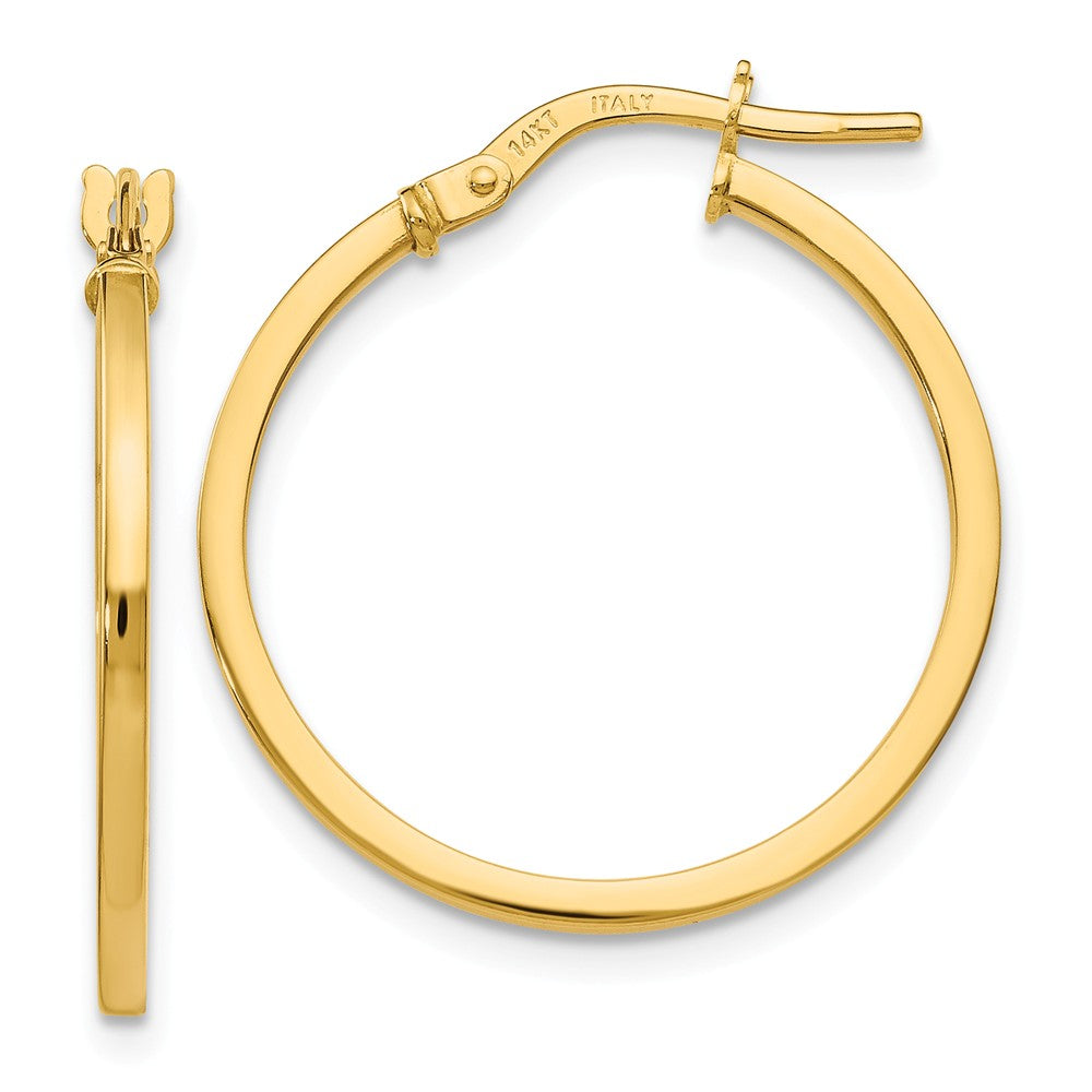 14K Yellow Gold Square Tube Round Hoop Earrings, 1.5 x 22mm (7/8 Inch), Item E12123 by The Black Bow Jewelry Co.