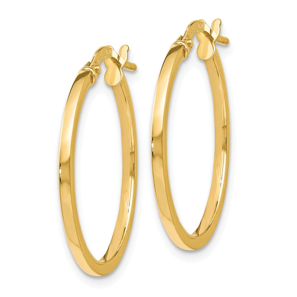 14K Yellow Gold Square Tube Round Hoop Earrings, 1.5 x 22mm (7/8