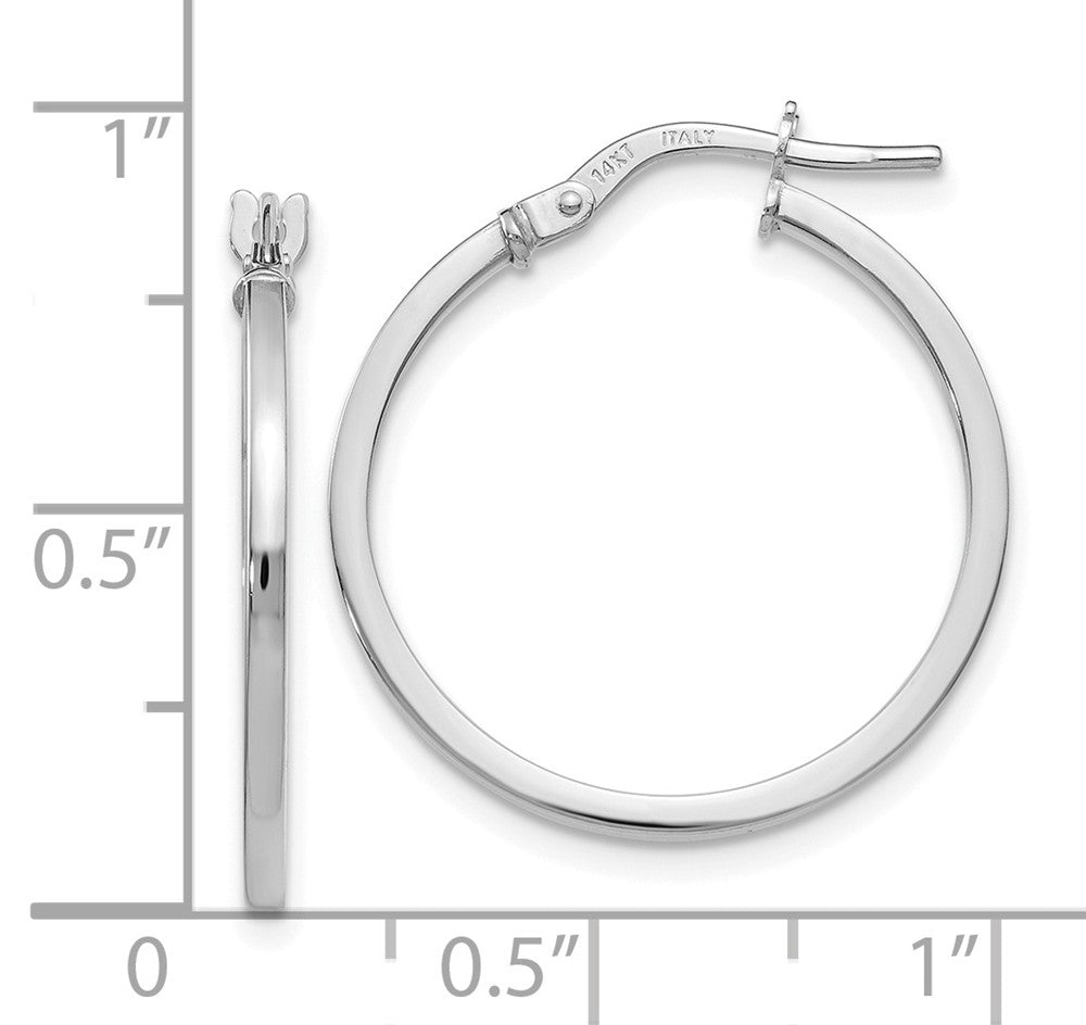 Alternate view of the 14k White Gold Square Tube Round Hoop Earrings, 1.5 x 22mm (7/8 Inch) by The Black Bow Jewelry Co.
