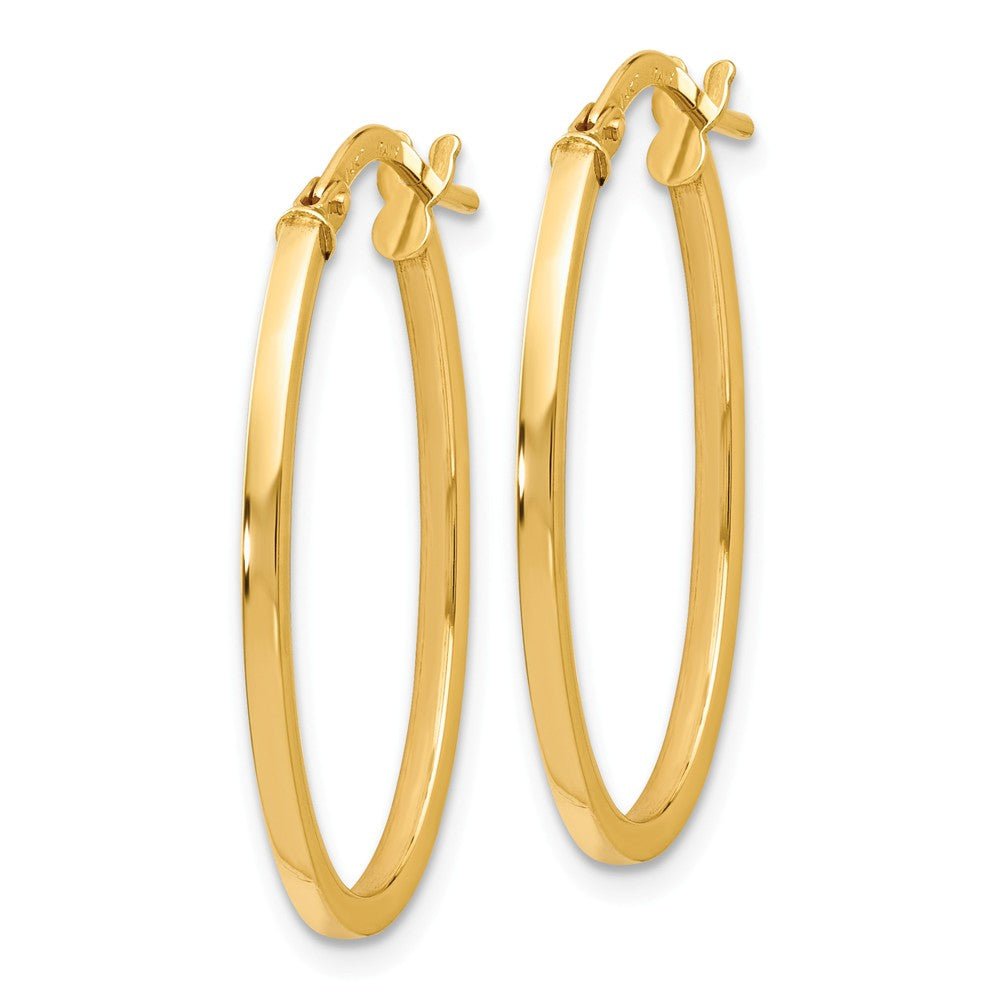 Alternate view of the 1.5mm Square Tube Oval Hoop Earrings in 14k Yellow Gold, 26mm (1 Inch) by The Black Bow Jewelry Co.