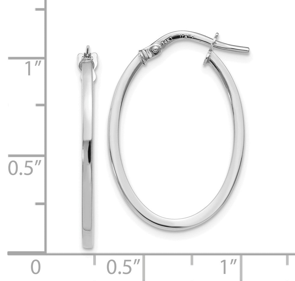 Alternate view of the 1.5mm Square Tube Oval Hoop Earrings in 14k White Gold, 26mm (1 Inch) by The Black Bow Jewelry Co.