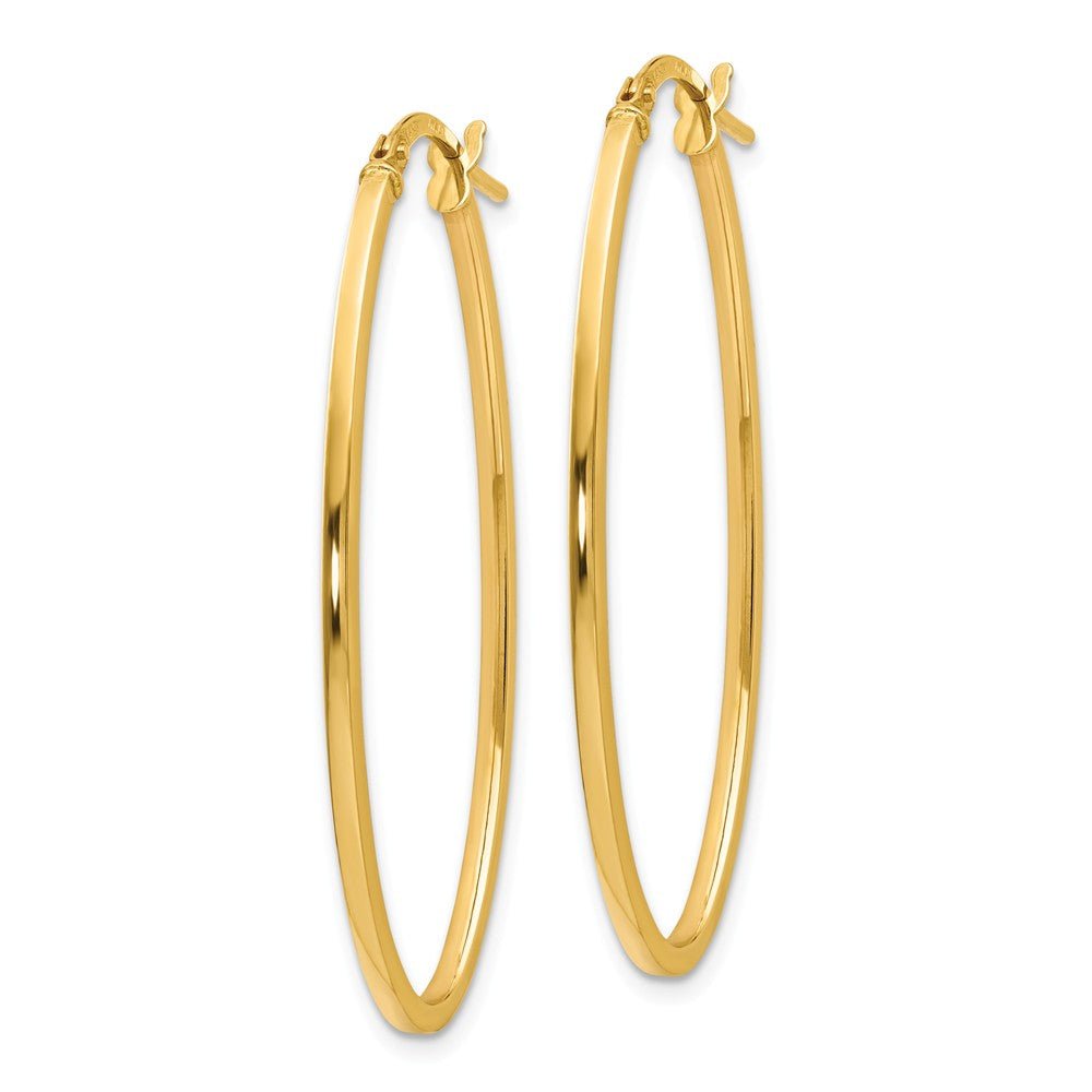 Alternate view of the 1.5mm Square Tube Oval Hoop Earrings in 14k Yellow Gold, 40mm by The Black Bow Jewelry Co.