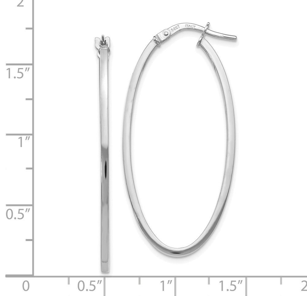 Alternate view of the 1.5mm Square Tube Oval Hoop Earrings in 14k White Gold, 40mm by The Black Bow Jewelry Co.