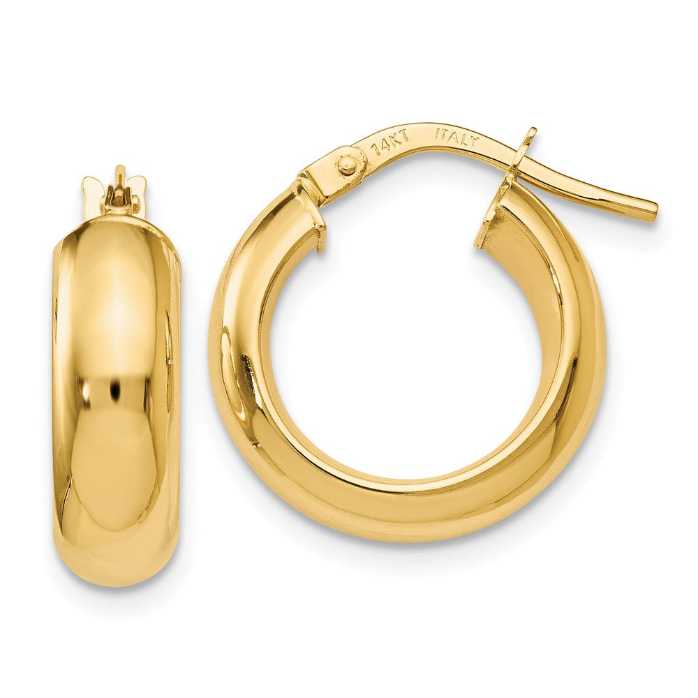 5mm Polished Round Hoop Earrings in 14k Yellow Gold, 16mm (5/8 Inch), Item E12139 by The Black Bow Jewelry Co.