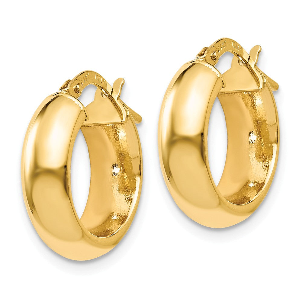 Alternate view of the 5mm Polished Round Hoop Earrings in 14k Yellow Gold, 16mm (5/8 Inch) by The Black Bow Jewelry Co.