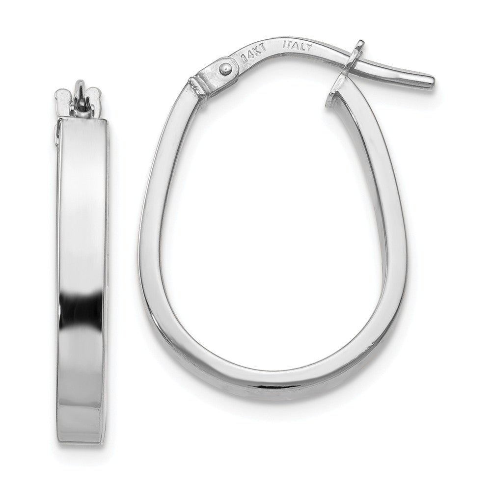 3mm U Shape Hoop Earrings in 14k White Gold, 19mm (3/4 Inch), Item E12173 by The Black Bow Jewelry Co.