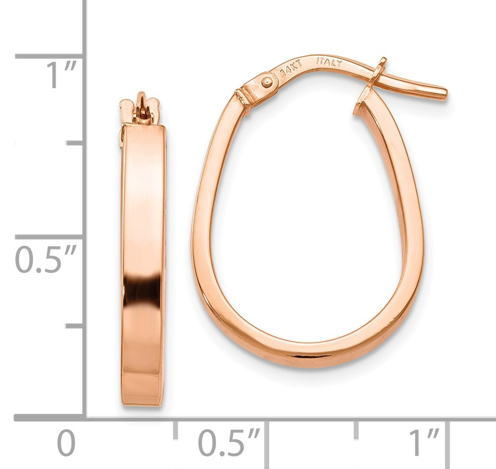 Alternate view of the 3mm U Shape Hoop Earrings in 14k Rose Gold, 19mm (3/4 Inch) by The Black Bow Jewelry Co.