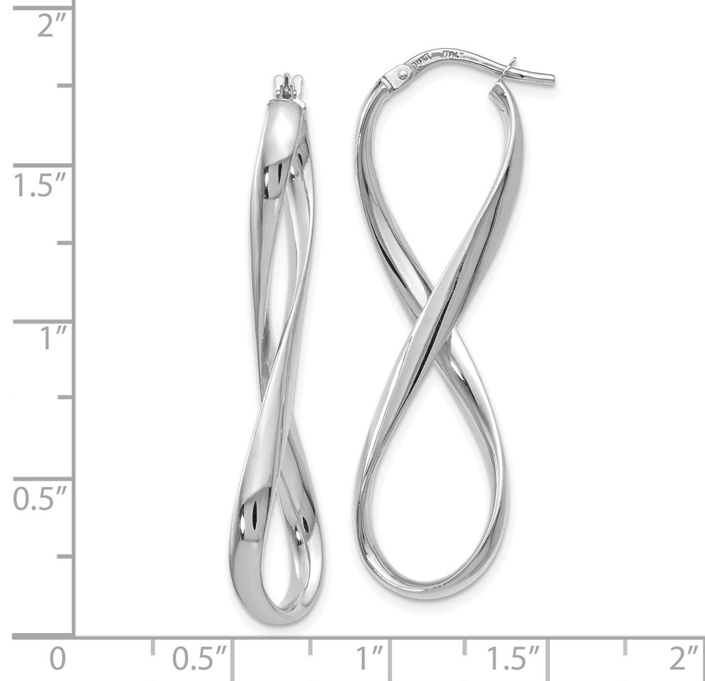 Alternate view of the 3mm Infinity Hoop Earrings in 14k White Gold, 45mm (1 3/4 Inch) by The Black Bow Jewelry Co.