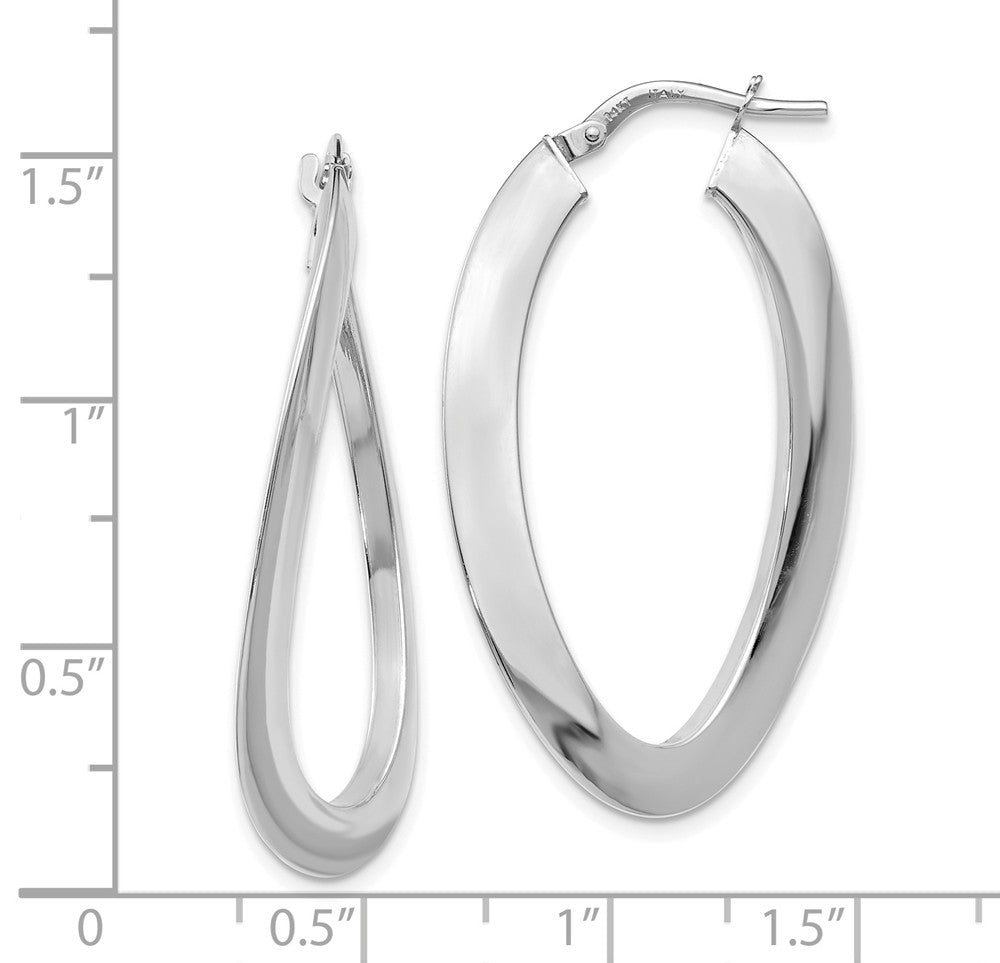 Alternate view of the 2mm Bent Oval Hoop Earrings in 14k White Gold, 38mm (1 1/2 Inch) by The Black Bow Jewelry Co.