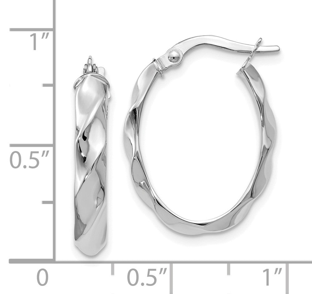 Alternate view of the 4mm Twisted Oval Hoop Earrings in 14k White Gold, 22mm (7/8 Inch) by The Black Bow Jewelry Co.