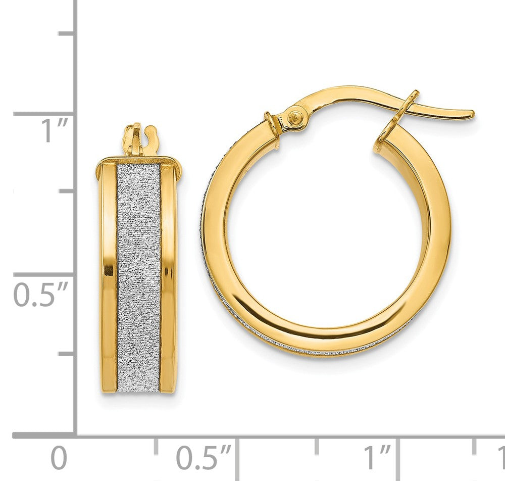 Alternate view of the 6mm Glitter Infused Round Hoop Earrings in 14k Yellow Gold, 20mm by The Black Bow Jewelry Co.