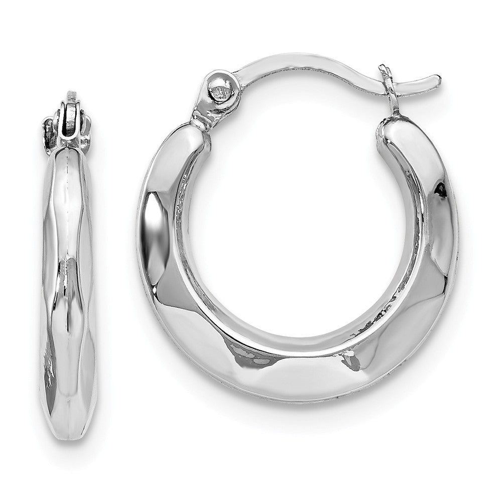 2.5mm Polished Tapered Round Hoop Earrings in 14k White Gold, 14mm, Item E12326 by The Black Bow Jewelry Co.