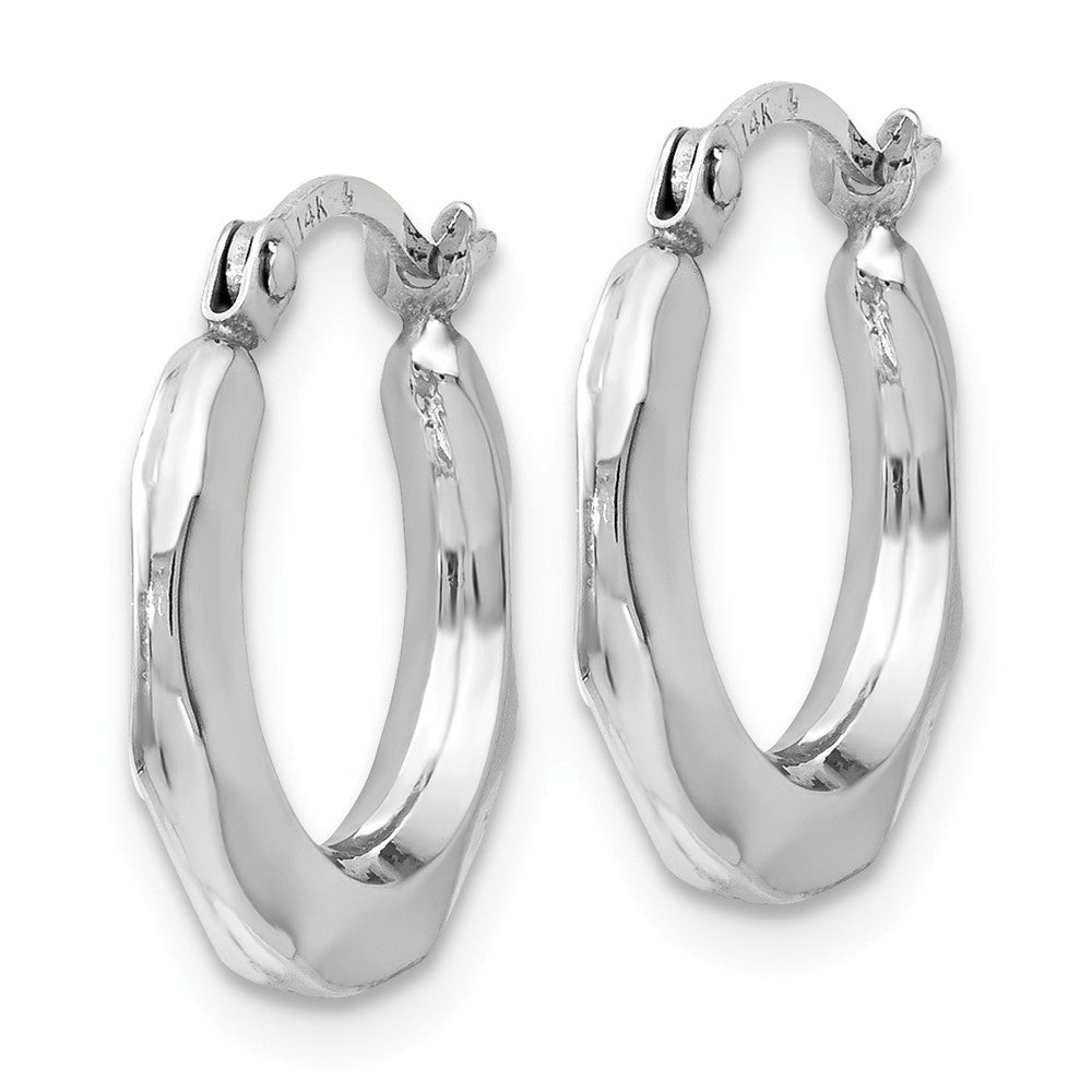 Alternate view of the 2.5mm Polished Tapered Round Hoop Earrings in 14k White Gold, 14mm by The Black Bow Jewelry Co.