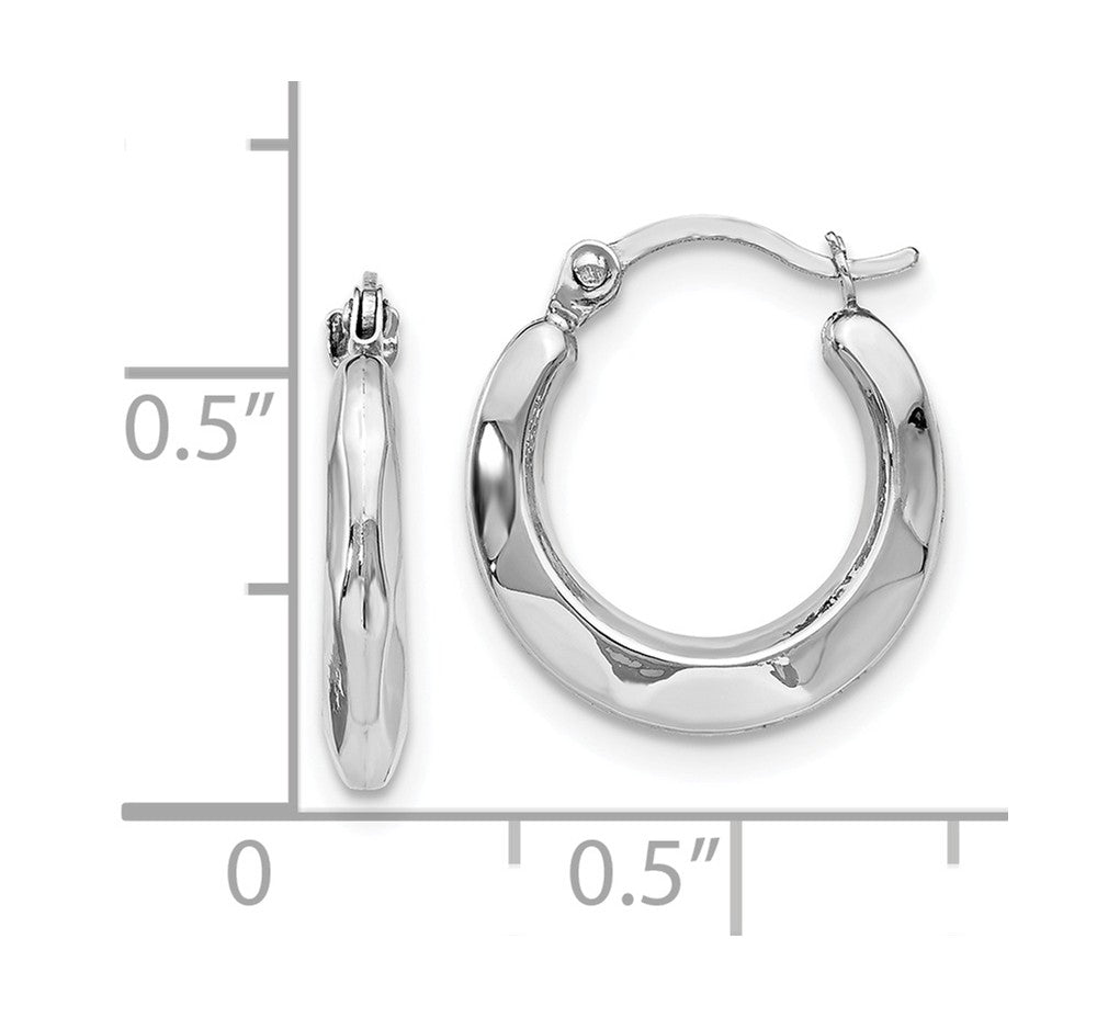 Alternate view of the 2.5mm Polished Tapered Round Hoop Earrings in 14k White Gold, 14mm by The Black Bow Jewelry Co.