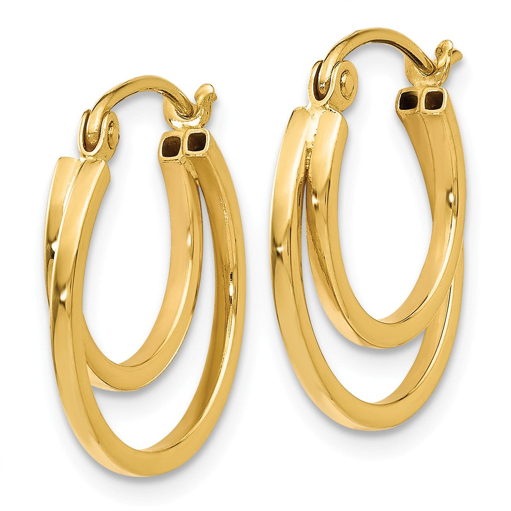 Alternate view of the 1mm Double Split Round Hoop Earrings in 14k Yellow Gold, 17mm (5/8 In) by The Black Bow Jewelry Co.