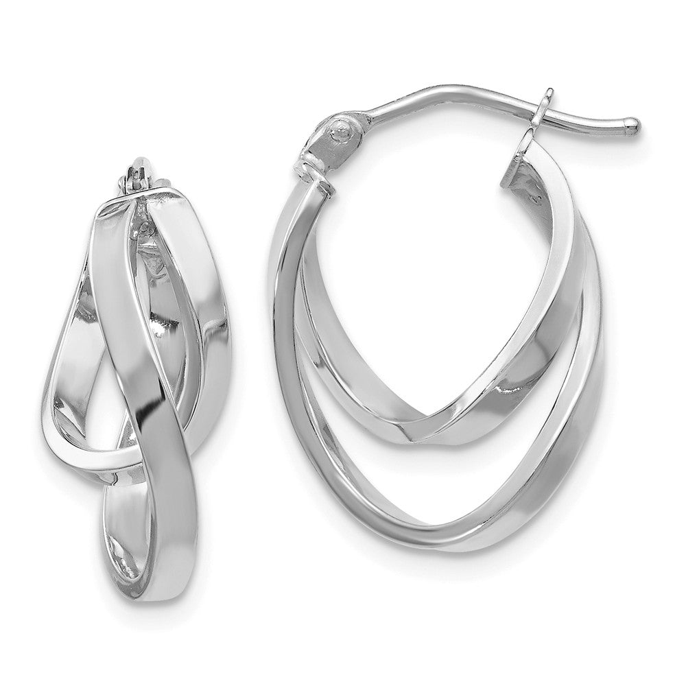 14k White Gold Double Freeform Hoop Earrings, 17mm (5/8 Inch), Item E12341 by The Black Bow Jewelry Co.