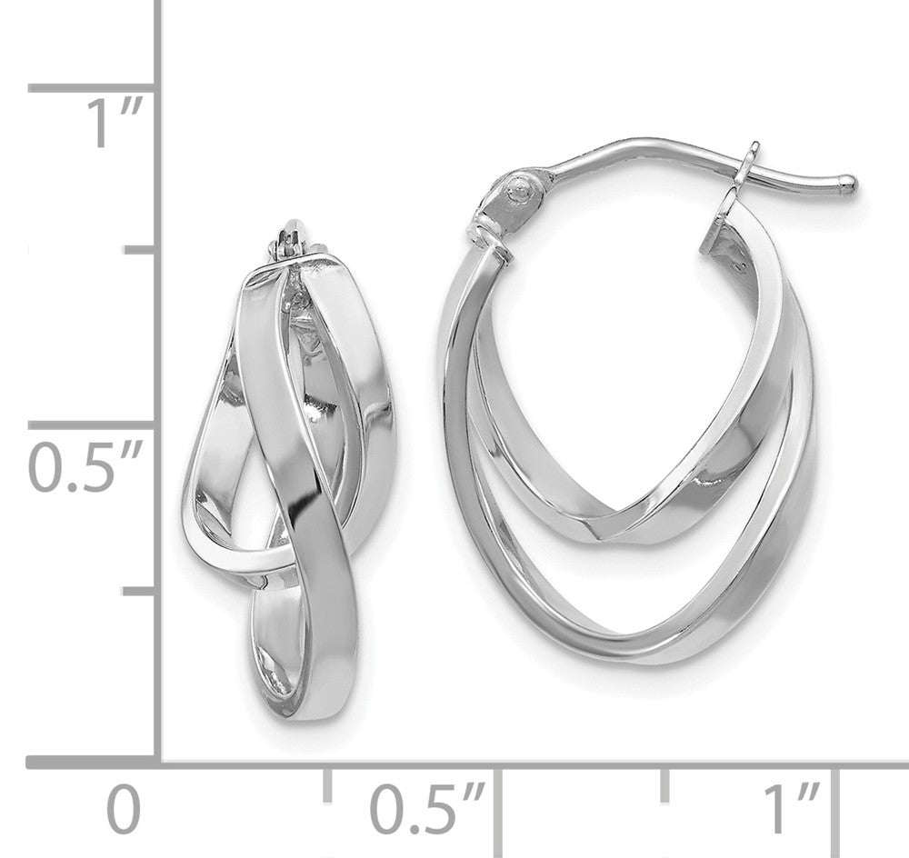 Alternate view of the 14k White Gold Double Freeform Hoop Earrings, 17mm (5/8 Inch) by The Black Bow Jewelry Co.