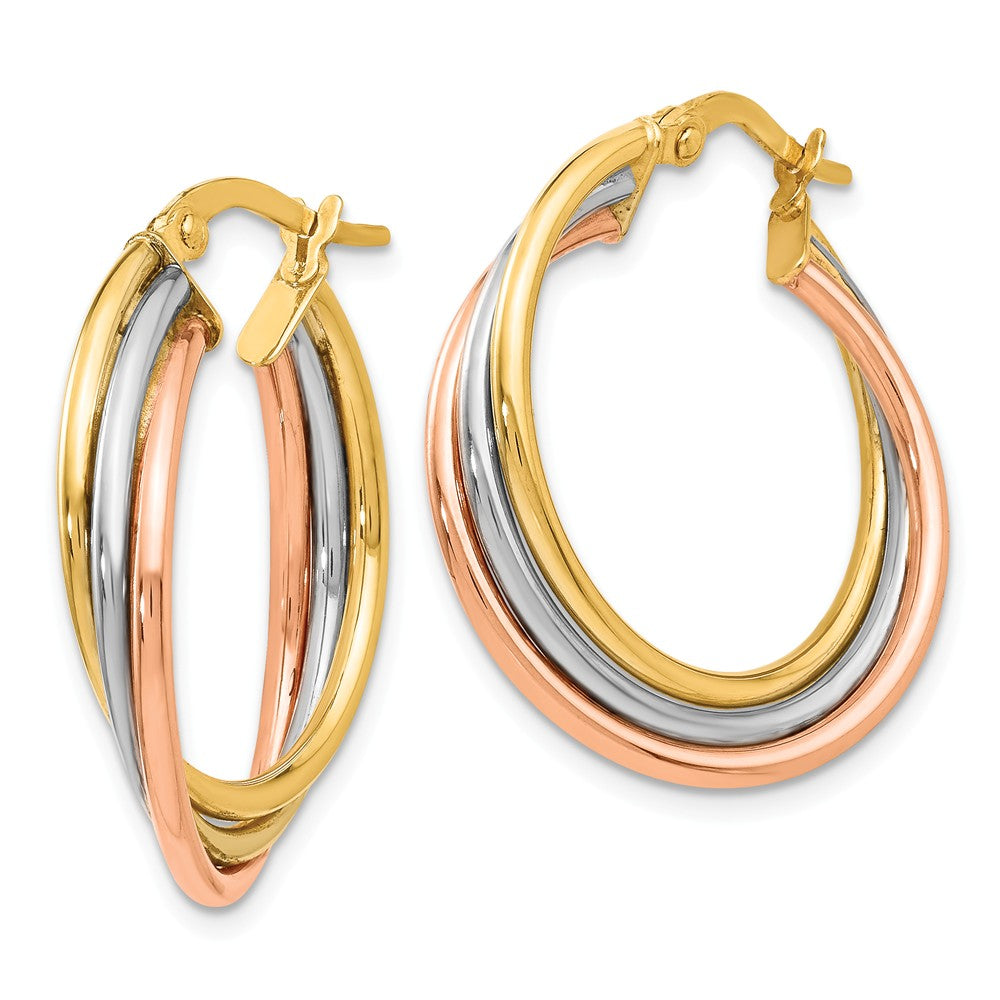 5mm Triple Crossover Hoops in 14k Tri-Color Gold, 22mm (7/8 Inch) - The ...