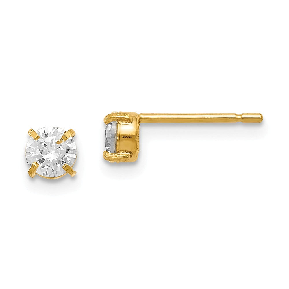 4mm Cubic Zirconia Stud Earrings in 14k Yellow Gold, Item E12408 by The Black Bow Jewelry Co.