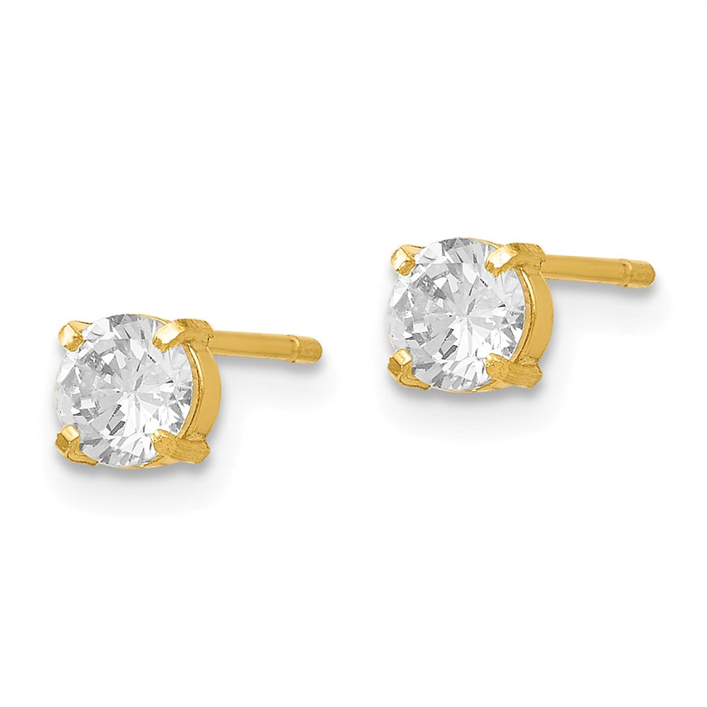 Alternate view of the 4mm Cubic Zirconia Stud Earrings in 14k Yellow Gold by The Black Bow Jewelry Co.