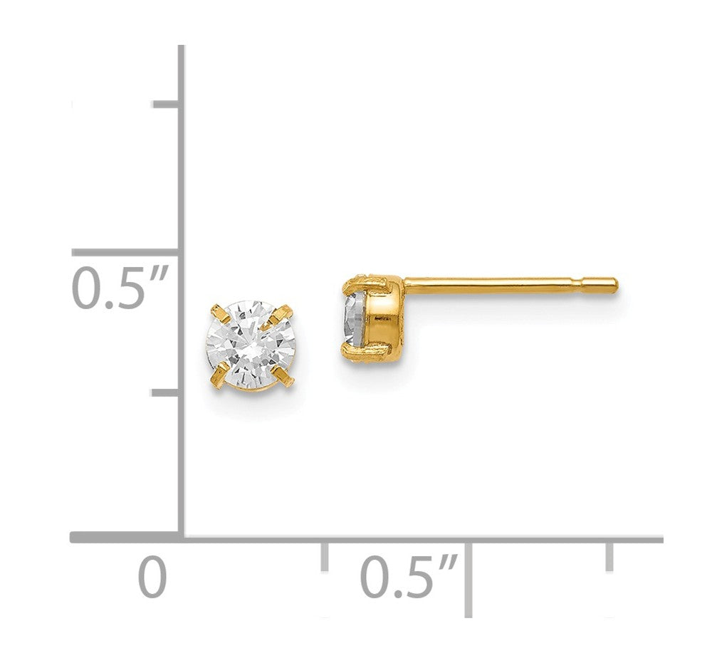 Alternate view of the 4mm Cubic Zirconia Stud Earrings in 14k Yellow Gold by The Black Bow Jewelry Co.