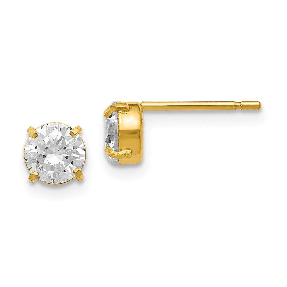 5mm Cubic Zirconia Stud Earrings in 14k Yellow Gold, Item E12410 by The Black Bow Jewelry Co.