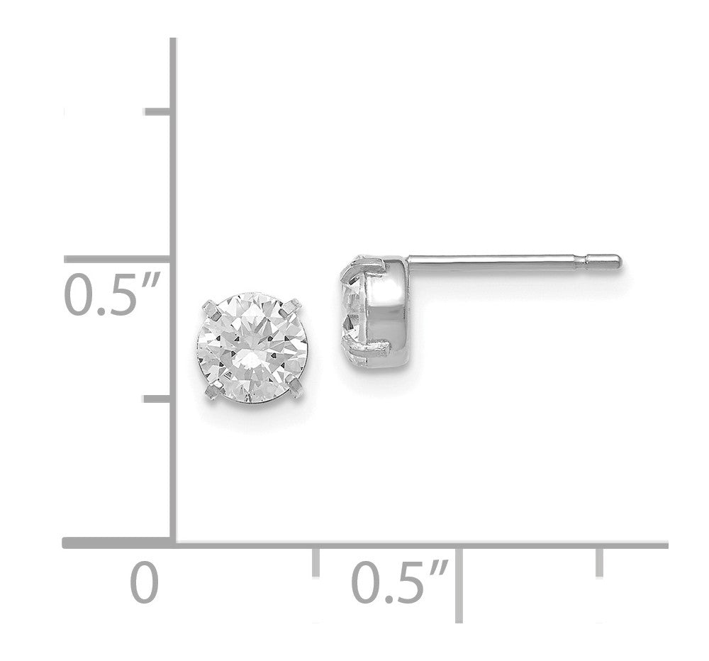 Alternate view of the 5mm Cubic Zirconia Stud Earrings in 14k White Gold by The Black Bow Jewelry Co.