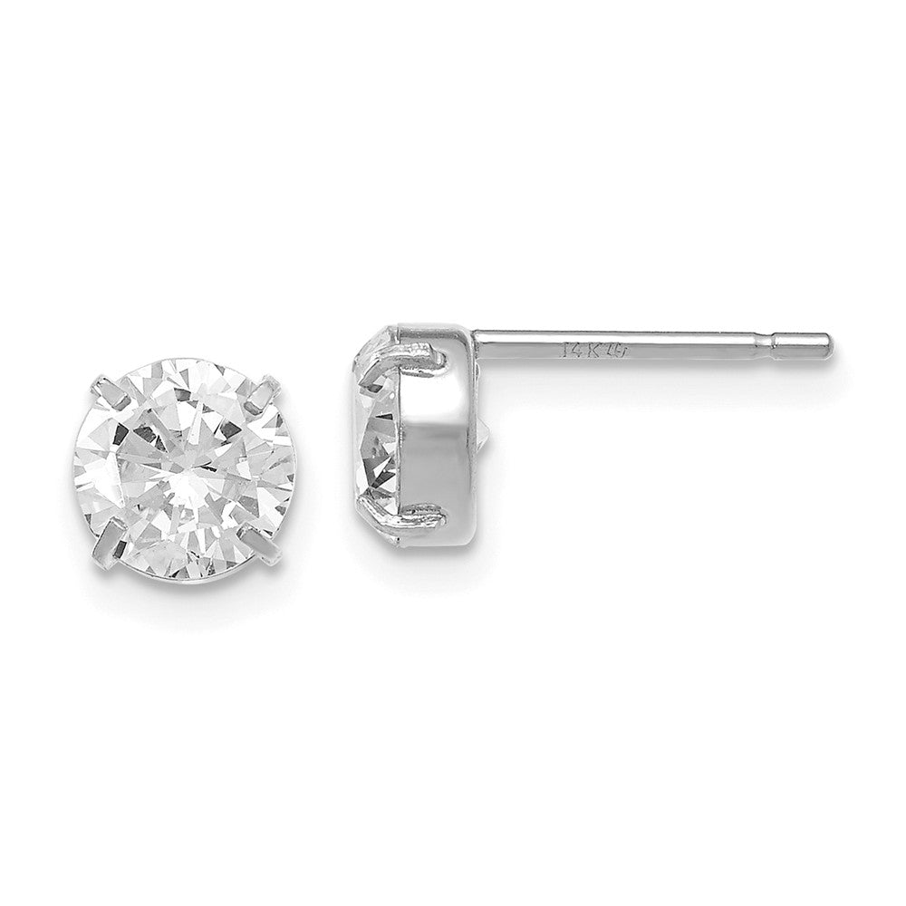 6mm Cubic Zirconia Stud Earrings in 14k White Gold, Item E12413 by The Black Bow Jewelry Co.