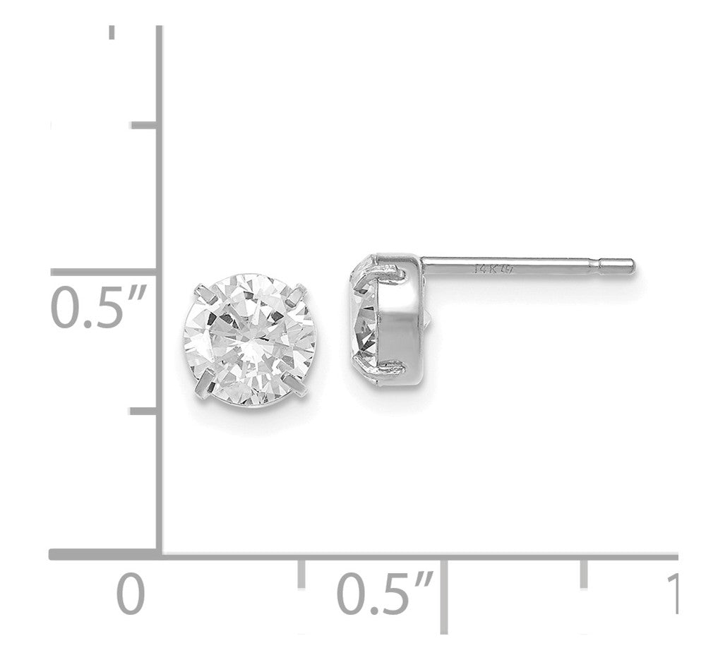 Alternate view of the 6mm Cubic Zirconia Stud Earrings in 14k White Gold by The Black Bow Jewelry Co.