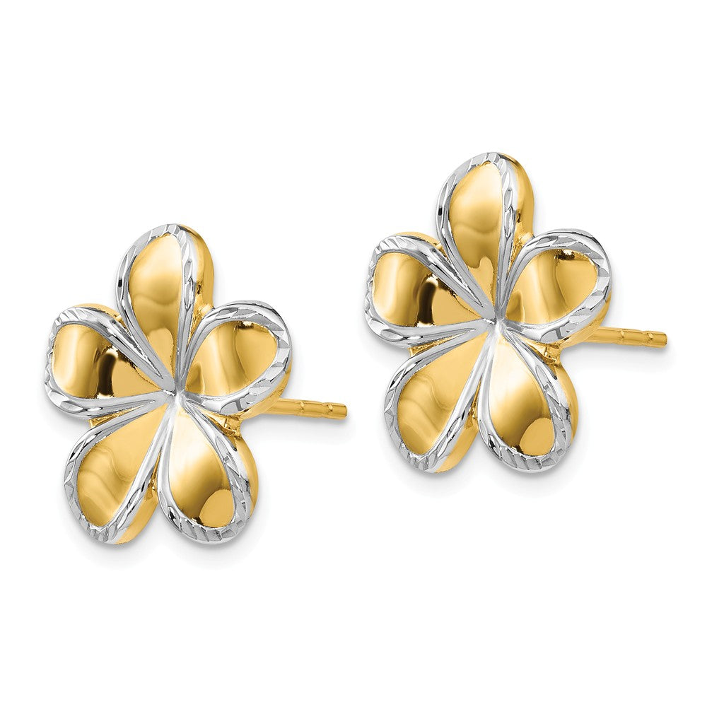 Diamond Flower Blooming Earrings In 14K Rose Gold With Omega Back