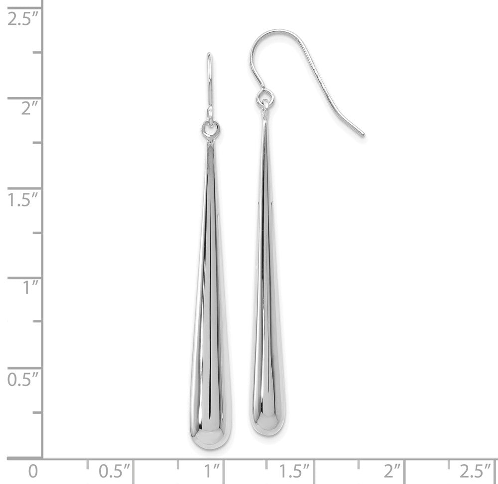Alternate view of the 14k White Gold Long Polished Teardrop Dangle Earrings, 52mm (2 Inch) by The Black Bow Jewelry Co.